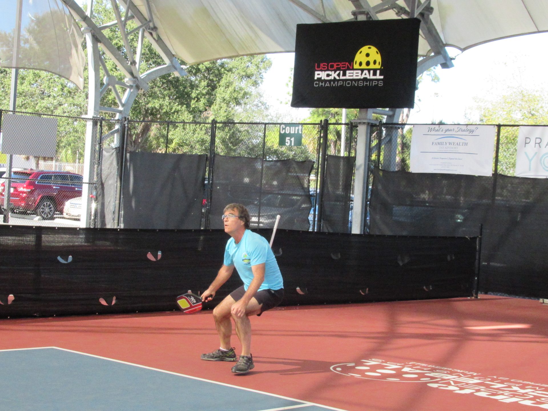 Jean-Pierre de Beaumont en tournoi de Pickleball en Floride